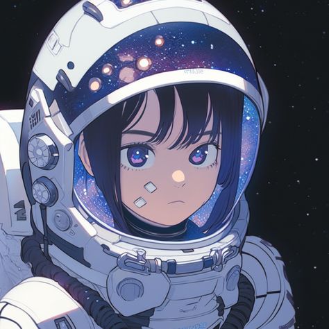 Sci Fi Astronaut Suit, Astronaut Art Cute, Anime Astronaut Character Design, Space Suit Anime, Space Anime Character, Anime Stars Aesthetic, Space Suit Aesthetic, Space Anime Aesthetic, Space Pfp Aesthetic