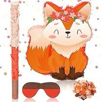 Fox Piñata, Fox Birthday Theme, Fox Pinata, Fox Themed Birthday Party, Animal Pinata, Girly Fox, Fox Birthday Party, Carnival Decor, Birthday Pinata