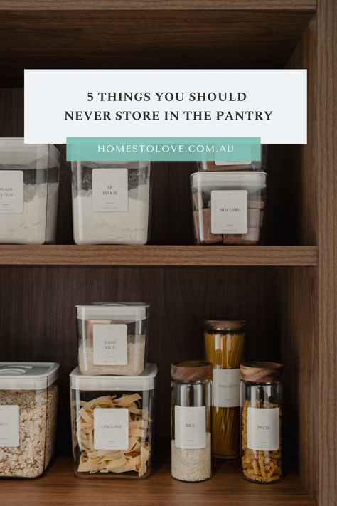 When it comes to pantry organisation, it's important to keep the right things in this little food larder we love, and the wrong things out. Tap the link for 5 things you should never store in the pantry. Larder Organisation Ideas, Larder Organisation, Larder Storage, Ikea Pantry, Pantry Room, Pantry Organisation, Pantry Cupboard, Linen Press, Farm Projects