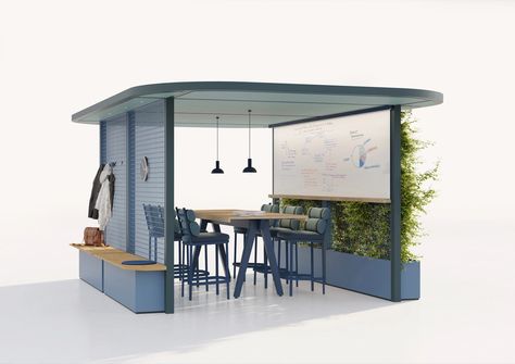 Unique Wall Art Ideas, Typology Architecture, Outdoor Meeting Space, Office Booth, Home Decor Ideas Kitchen, Decor Ideas Kitchen, Modular Office, Modular Structure, Office Partition