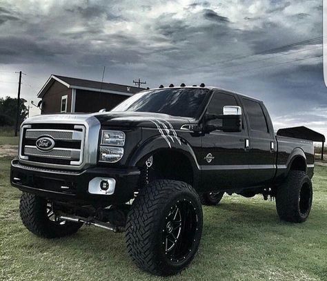 Ford Super Duty Jacked Up Chevy, Diesel Trucks Ford, Custom Lifted Trucks, Trucks Lifted Diesel, Ranger Truck, Ford Ranger Truck, Black Truck, Lifted Ford, Lifted Chevy Trucks