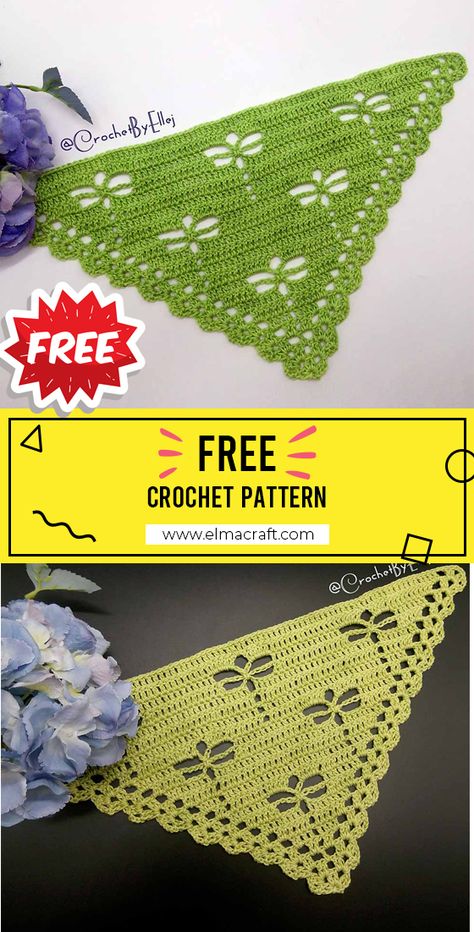 Crochet Dragonfly shawlette free pattern #crochetShawl #crochetspringShawl #springShawl #crochet #crochetpattern Crochet Dragonfly, Crochet Shawlette, Free Crochet Hat Patterns, Crochet Kerchief, Crochet Hat Patterns, Pola Topi, Crochet Shawl Diagram, Crochet Hairband, Crochet Bandana