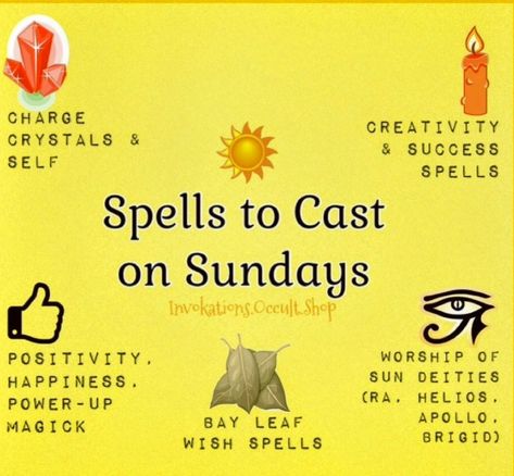 Spell Times Of Day, Days To Do Spells, Sunday Spells, Saturday Spells, Sunday Magick, Beginner Witchcraft, Divination Witch, Wicca Recipes, Moon Zodiac