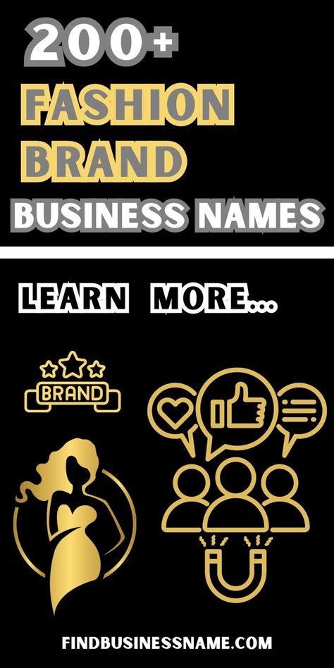 200+ Fashion Brand Names: Get inspired with this ultimate list of unique and trendy brand name ideas for your fashion business. Perfect for startups looking to stand out! Fashion Brand Names, 200 Fashion, Brand Name Ideas, Names Ideas, Name Ideas, Fashion Business, Business Names, Business Branding, Business Fashion