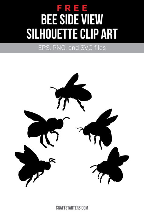 Bee Silhouette Free Printable, Bug Silhouette Printable, Honey Bee Silhouette, Bumble Bee Silhouette, Bee Sillouhette, Bumblebee Silhouette, Bee Side View, World Map Coloring Page, Honey Business