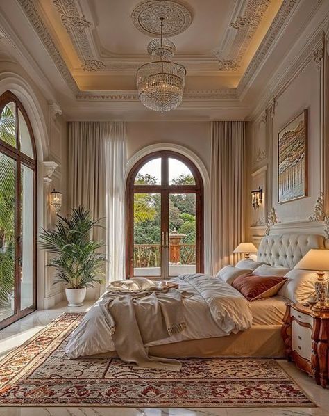 Aesthetic Old Money Bedroom, Classic House Design Interior Bedroom, Old Money Modern Bedroom, Nice Bedroom Aesthetic, Italian Interior Design Bedroom, Old Money Master Room, Modern French Country Interior, Rich Bedroom Aesthetic, Cozy House Bedroom