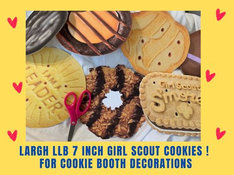 Cookie Booth Decorations, Baptism Desserts, Cookie Booth, Cookie Pictures, Word Girl, Big Cookie, Cookie Time, Girl Scout Cookies, Cut Out Cookies