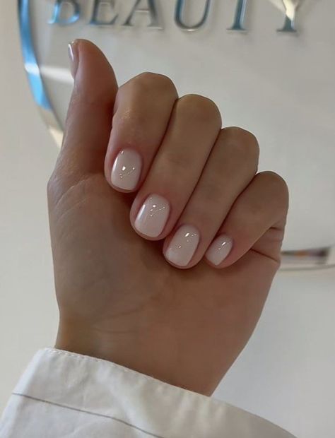 Short Oval Manicure Ideas, Short Square Milky Pink Nails, Natural Nails For Nurses, Short Square Funny Bunny Nails, Natural Shaped Acrylic Nails, Shirt Natural Nails, Nurse Manicure, Labor Nails Mom, Square Nails Simple Design