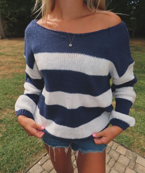 Cozy up to Fall in our Coastal off the shoulder sweater ✨ Beachy Clothes, Royal Blue Sweater, Rush Outfits, Off The Shoulder Sweater, Winter Inspired, White Knit Sweater, Navy Blue Sweater, Off Shoulder Sweater, Comfy Sweaters