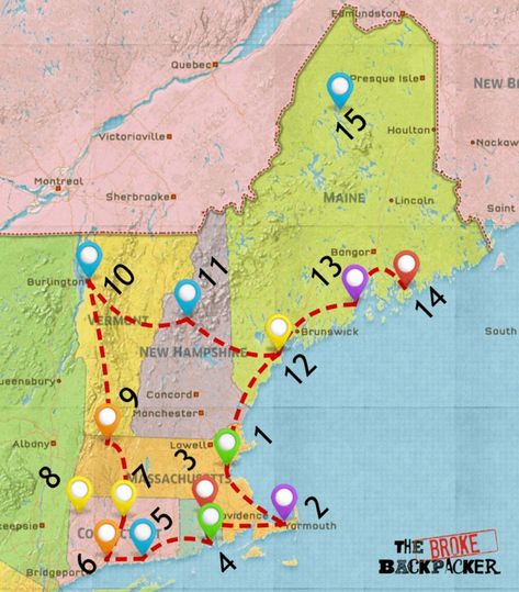 EPIC New England Road Trip Guide for May 2019 England Road Trip, Maine Road Trip, Road Trip Map, New England Road Trip, Fall Road Trip, East Coast Travel, Rv Road Trip, East Coast Road Trip, New England States