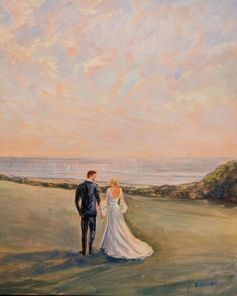 A quick walk together after the wedding and just before the reception is a perfect moment to capture in a painting! 🩷 #justmarried #liveweddingpainting #liveweddingartist #oceanhouseweddings #watchhillwedding #bethbeeart #weddedbliss #rhodeislandwedding #riwedding #riweddingvendor #riweddings Wedding Oil Painting, Wedding Reception Painting, Painting Of Wedding, Wedding Live Painter, Live Wedding Painting Ceremony, Wedding Artist, Live Wedding Painting, Walk Together, After The Wedding