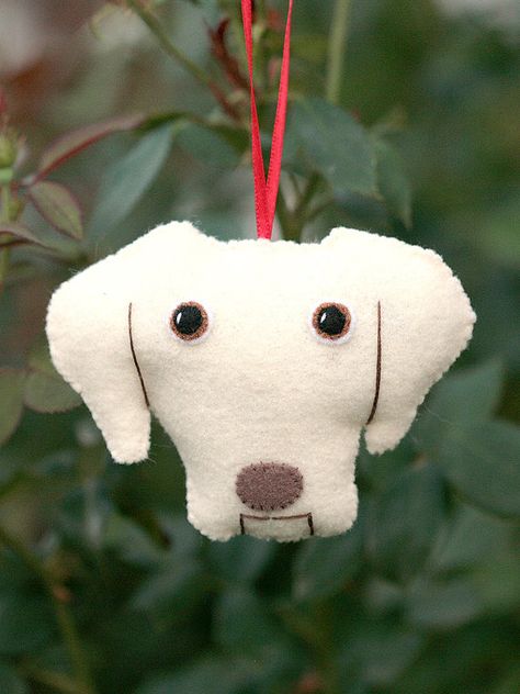 Cute Felt Yellow Lab Dog Ornament by cockTHEshutter on Etsy Lab Dog, Lab Dogs, Thread & Yarn, Yellow Lab, Felt Applique, Dog Ornaments, Felt Ornaments, Hand Stitched, Puppets