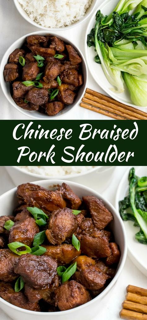 Chinese Braised Pork Shoulder - Recipe by Cooks and Kid Chinese Braised Pork, Pork Shoulder Recipe, Pork Shoulder Steak, Braised Pork Shoulder, Pork Shoulder Recipes, Chinese Pork, Meat Dish, Asian Pork, Chinese Cooking Wine