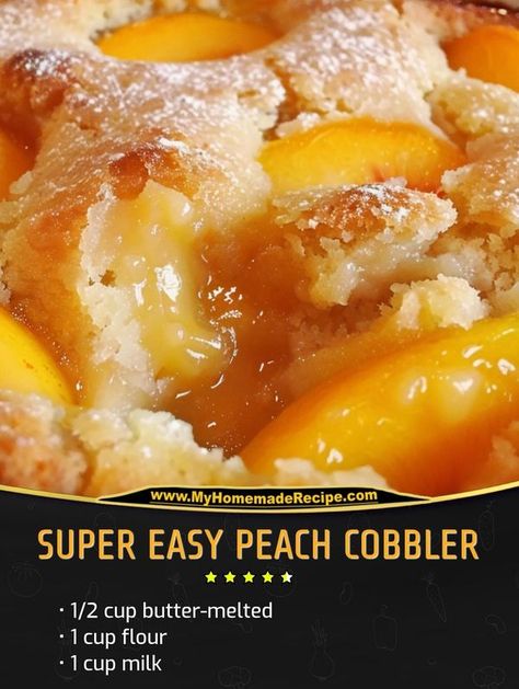 Family Cookbook Recipes | Super Easy Peach Cobbler | Facebook Can Peach Cobbler, Canned Peach Cobbler Recipe, Good Peach Cobbler Recipe, Best Peach Cobbler, Homemade Peach Cobbler, Cobbler Recipes Easy, Southern Peach Cobbler, Easy Peach Cobbler Recipe, Cobbler Easy