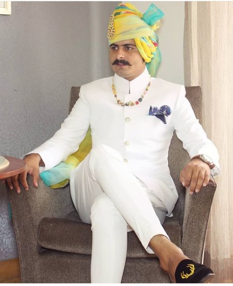 Shivani Rathore 💫 Rajputana Wedding Dress Men, Rajputi Jodhpuri Suits For Men, Rajputi Suit Men, Rajput Dress Men, Rajputana Dress For Men, Rajput Wedding Dress Men, Rajputi Dress For Men, Jodhpuri Suits For Men Wedding Royal, Mens White Suit