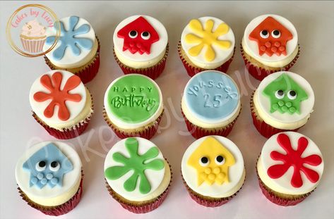 Splatoon cupcakes Splatoon Cupcakes, Splatoon Food, Happy 25th Birthday, Mickey Party, 25th Birthday, 10th Birthday, Splatoon, Party Food, Birthday Parties