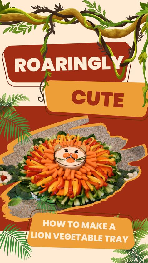 Lion Head Veggie Tray – a roaring sensation that's sure to elevate your next gathering! 🦁🌱 Unleash the King of the Jungle onto your table with this enchanting and nutritious centerpiece. Crafted with meticulous attention to detail, this Lion Head Veggie Tray is a delightful fusion of creativity and healthfulness. Watch as your guests marvel at the artistry of colorful bell pepper slices, crisp carrot sticks, and crunchy celery forming the majestic mane that surrounds the proud lion's face. Lion Vegetable Platter, Safari Vegetable Tray, Lion Mane Veggie Tray, Lion Head Veggie Tray, Lions Mane Veggie Tray, Lion King Fruit Platter, Lion Hummus Platter, Safari Veggie Platter, Jungle Veggie Tray