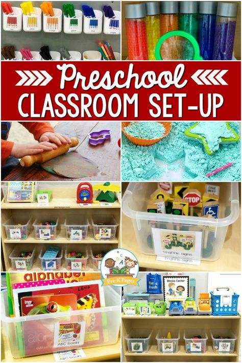 Prek Classroom Setup, Preschool Set Up, Preschool Classroom Setup, Play Based Classroom, Classroom Management Preschool, Creative Curriculum Preschool, Preschool Organization, Pre K Classroom, Pre K Pages