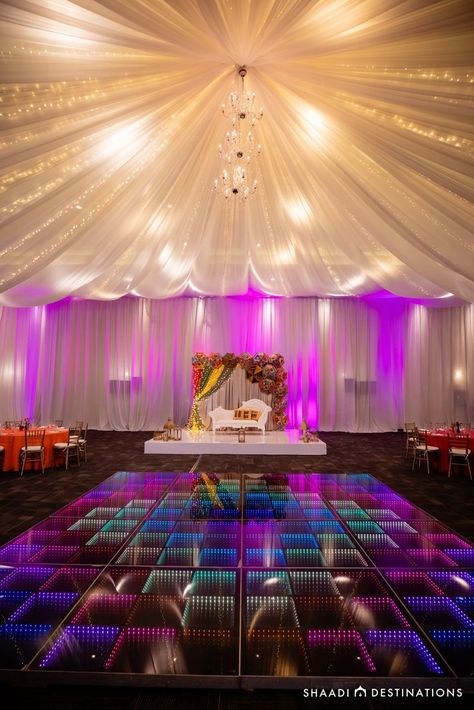 Sangeet Event Decoration, Sangeet Decoration Night Indoor Simple, Mehndi Dance Floor, Sangeet Dance Floor, Sangeet Decoration Night Indoor, Sangeet Decorations, Light Up Dance Floor, Sangeet Decor, Sangeet Night