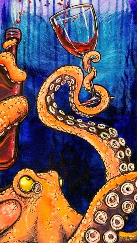 Octopus Art Drawing, Kraken Art, Octopus Painting, Octopus Wall Art, Sea Life Art, Octopus Design, Underwater Art, Octopus Art, Wall Drawing