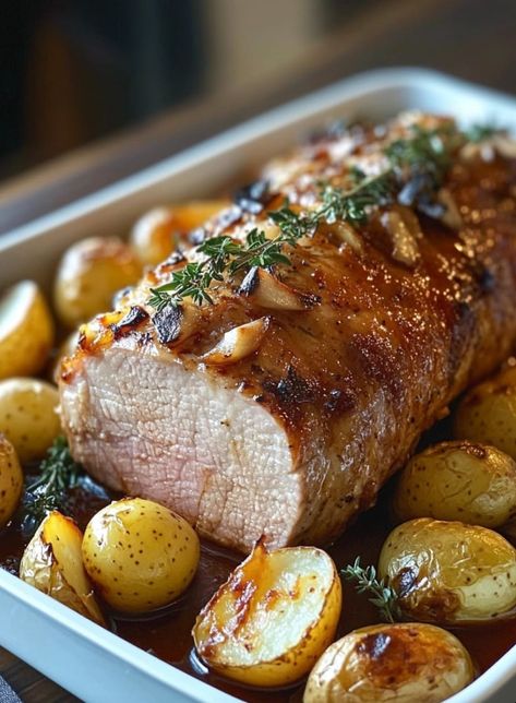 Baked Autumn Pork Roast Recipe Autumn Pork Roast, Sides For Pork Roast Dinners, Fall Pork Roast Recipes, Pork Roast And Apples, Pork Roast Apples, Pork And Apple Recipes, Pork Roast Side Dishes, Baked Pork Roast, Christmas Pork Roast