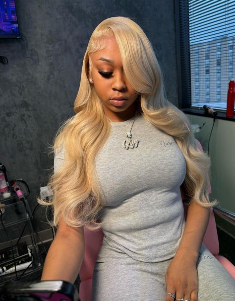 Love the blonde🔥Amazing work from stylist @styledbyslimm_ 😍    Follow @bombtress_hair for more hair ideas🤗  Pick a bomb 613 wig and get bomb hair colors🥰  . . . . . . . . . . #explore #hairtrends #613wig #blondewig #blondehair #613hair #613blondehair #coloredwigs #lacefrontwig #bodywavehair #bodywavewigs #lacefront #wigunits #wiginstall #lacewigs #lacefrontalwig #issawig #wigstore #wigsale #wigsforsale #colorwigs #gluelesswig #transparentlace #frontalunits #frontalwig #wigfactory #hdwigs Blonde Side Part, 613 Wigs, 613 Wig, Lace Wigs Styles, Blondes Have More Fun, Cute Blonde, Feed In Braids Hairstyles, Goddess Braids Hairstyles, Quick Weave Hairstyles