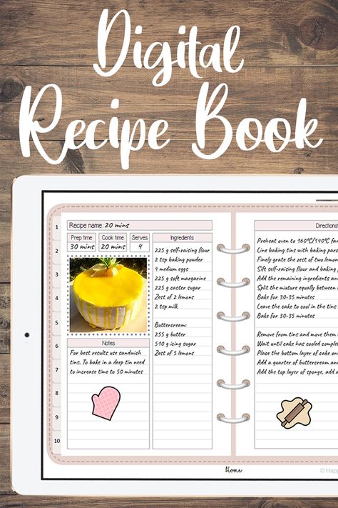 Digital Recipe Book for Goodnotes app. Includes 400 stickers to decorate your recipe book.   #digitalplanning #digitalplanner #digitalplanners #goodnotes #ipadplanner #goodnotes5 #digitalrecipebook #happydownloads Recipe Digital Planner, Free Digital Recipe Book Goodnotes, Good Notes Recipe Book, Ipad Recipe Book, Goodnotes Cookbook Template, Goodnotes Recipe Template Free, Digital Recipe Book Template Free, Free Digital Recipe Book, Goodnotes Recipe Book