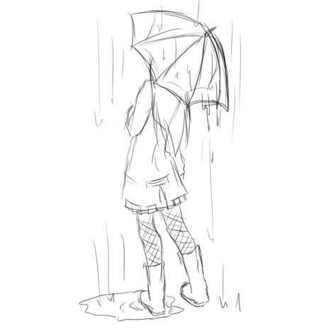 raining there the 2nd day but dad said it would turn back into snow Rainy Drawing, Digital Poses, Drawing Umbrella, Umbrella Drawing, Draw Tutorial, Umbrella Girl, 캐릭터 드로잉, Arte Inspo, Girl Sketch