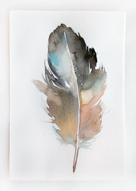 Abstract Watercolor Paintings Tutorials, Feather Illustration, Gifts Paper, Painting Birthday, Watercolor Feather, Watercolor Paintings For Beginners, Watercolour Inspiration, Feather Painting, Watercolor Flower Art