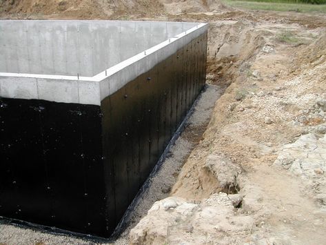 Basement finishing as an owner builder. Save money on your basement project and do it yourself. Foundation Ideas Exterior, Waterproofing Basement Foundation, Waterproofing Basement Walls, Diy Foundation, Icf Home, Basement Construction, 6 Bedroom House Plans, Liquid Rubber, Waterproofing Basement