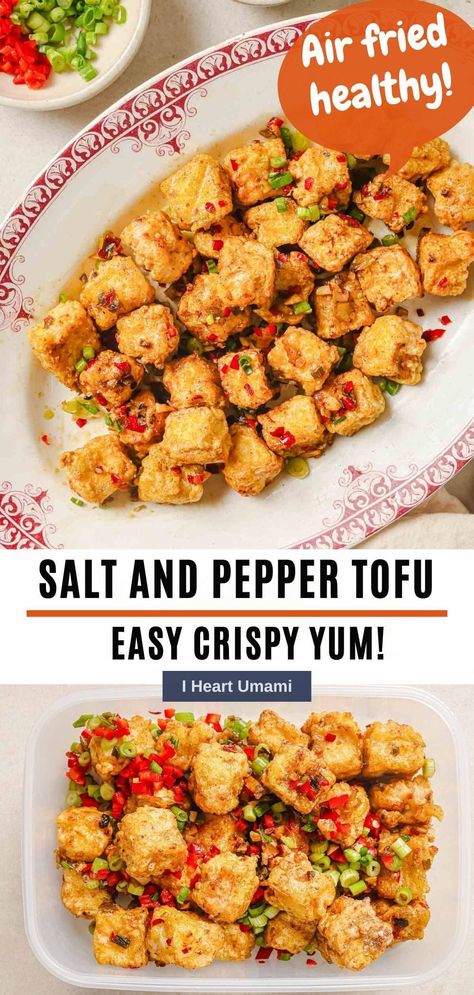 Salt And Pepper Tofu, Tofu Crispy, Pepper Tofu, Tofu Recipes Healthy, Healthy Chinese, Pepper Seasoning, Easy Holiday Recipes, Crispy Tofu, Air Fryer Healthy