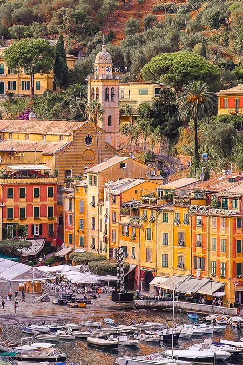 5 Things To Do in Portofino - view of Chiesa di San Martino - Church of San Martino (Divo Martino), Portofino Portofino Italy Wallpaper, Seafood Portofino, Portofino Instagram Spots, Portofino Italy Honeymoon, Postcard From Portofino, Portofino Italy, Classic Architecture, City Landscape, Fishing Villages