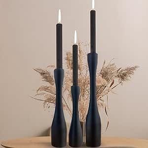 SDALI HOME Candlestick Holders Black Candle Holder,(12"/10"/7.5" H) Tall Wood Candle Holders Set of 3 for Taper Candles,Modern Farmhouse Candle Stick Candle Holder for Decor Tall Wood Candle Holders, Fireplace Centerpiece, Black Taper Candle Holders, Long Candle Holder, Farmhouse Candlesticks, Black Candlestick Holders, Black Candle Holder, Long Candle, Wooden Candlestick Holders