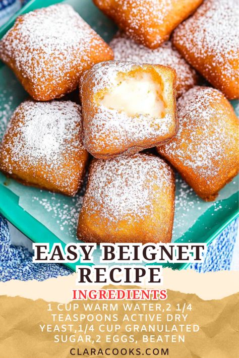 Easy Beignet Recipe Quick Easy Homemade Desserts, Easy To Make Desserts Simple, Begniets Recipes Easy, Easy French Dessert Recipes, Easy Baking Recipes Desserts Simple, Fast Delicious Desserts, Easy Sweet Treats Quick, Cookist Wow Recipes, Easy Beignet Recipe