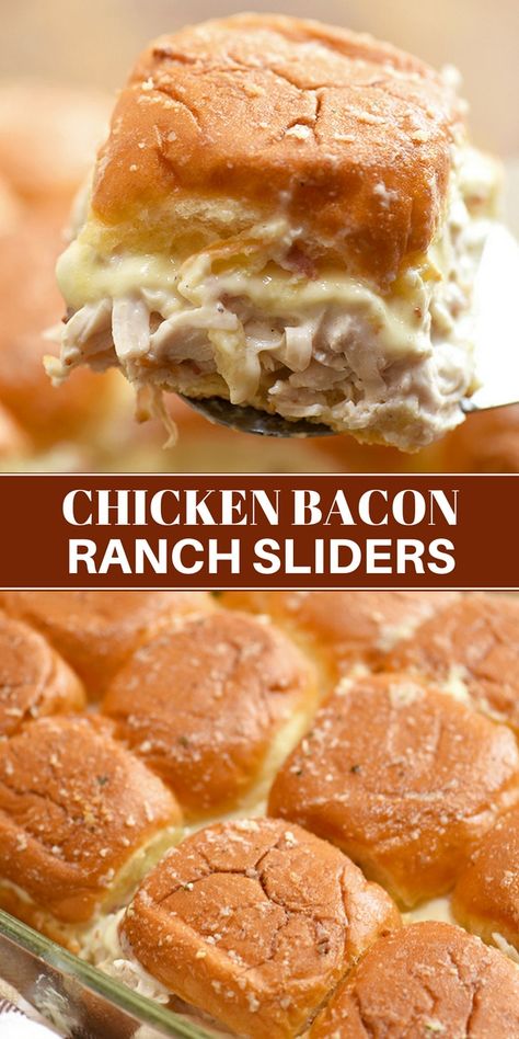 Chicken Bacon Swiss, Sliders Sandwiches, Chicken Bacon Ranch Sliders, Bacon Ranch Sliders, Ranch Sliders, Mini Panini, Slider Sandwiches, Mini Sandwiches, Slider Recipes