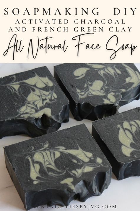 Learn how to make an all natural cold process face soap perfect for a lovely skin. How to make natural face soap. DIY natural face soap for acne, with activated charcoal and French green clay This is a simple natural face soap DIY that uses only natural ingredients such as essential oils for the scent and charcoal and clays for colors. Perfect DIY natural face soap bar for a lovely skin. All natural face soap with activated charcoal and French Green clay DIY. Face Soap Recipe, Clay Soap Recipe, Cold Process Soap Techniques, Facial Soap Recipe, Natural Face Soap, Charcoal Soap Recipe, Charcoal Face Soap, Diy Activated Charcoal, Homemade Cold Process Soap