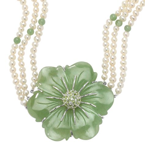 Necklaces Green, Necklace String, String Necklace, Beach Necklace, Palm Beach Jewelry, Vintage Jewelry Art, Flower Choker, Jewelry Flower, Necklace Flower