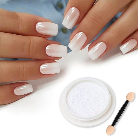 Pearl Chrome Nail, Pearl Chrome, White Chrome Nails, Trendy Nail Polish, Aurora Nails, Chrome Nails Designs, Chrome Nail Powder, Chrome Nail, Nail Powder