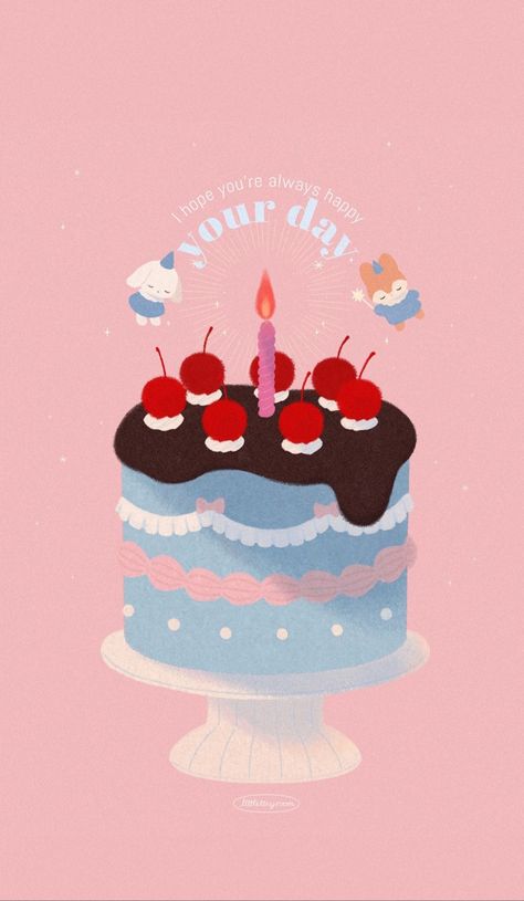 Birthday Cake Illustration, Cake Drawing, Cake Illustration, Birthday Illustration, Artist Alley, Princess Theme, Bakery Logo Design, Always Happy, Iphone Icon