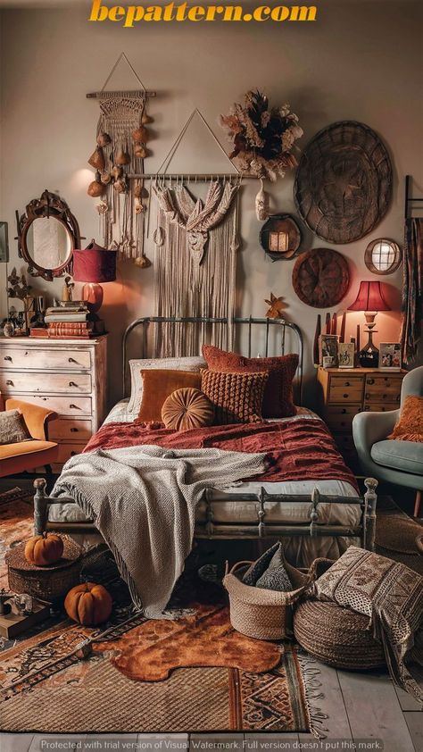 Burnt Orange Black Bedroom, Burnt Orange Bedroom Decor, Ponytail Side Bangs, Burnt Orange Room, Ponytail With Side Bangs, Burnt Orange Rooms, Boho Family Room, Orange Bedrooms, Bedroom Autumn