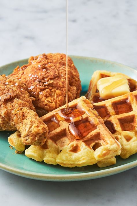 Chicken And Waffles Recipe, Honey Sriracha Chicken, Fried Chicken And Waffles, Waffles Recipe, Wedding Brunch, Chicken And Waffles, Frozen Chicken, Breaded Chicken, Waffle Recipes