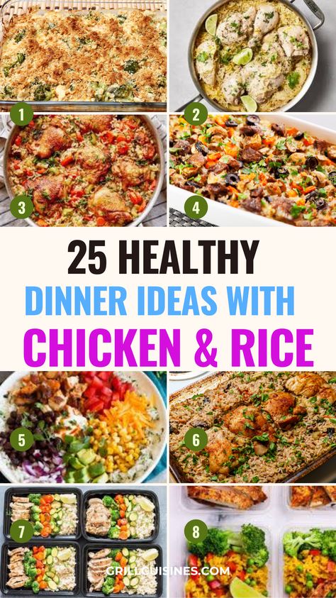 Looking for tasty dinner ideas with a classic combo? of Cooked Chicken and Rice Dinner Recipes. Whether you're using leftover chicken or freshly cooked, these recipes are delicious, comforting, and ideal for a hearty family dinner, bulking and meal prep. 
Chicken And Rice Meals Easy, Cooked Chicken And Rice Recipes, Ground Chicken And Rice Recipes, Chicken Over Rice Recipes, Rice Meals Dinners, Dinners With Rice, Chicken Recipes With Rice, Chicken Rice Recipes Easy Chicken Rice And Veggies Meal Prep, Chicken And Rice Healthy Recipes, Chicken And Rice Meal Prep Recipes, Cooked Chicken And Rice Recipes, Rice Meals Easy, Ground Chicken And Rice Recipes, Rice Meal Prep Ideas, Chicken Over Rice Recipes, Chicken And Rice Recipes Healthy