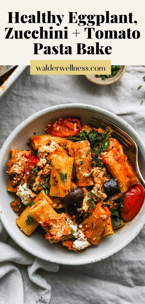 Aubergine Recipe Healthy, Vegetarian Pasta Bake, Pasta With Zucchini And Tomatoes, Eggplant Recipes Pasta, Healthy Pasta Bake, Baked Pasta Recipe, Tomato Pasta Bake, Zucchini Pasta Recipes, Aubergine Recipe