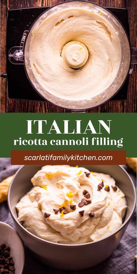 Learn how to make homemade Italian ricotta cannoli filling with just 4 ingredients. Made with strained ricotta cheese and flavored with a grated orange peel, this simple cannoli filling recipe can be used as a dip or to fill cannoli shells. Homemade Cannoli Filling, Ricotta Filling For Cannoli, Canolli Filling Recipe Cannoli, Ricotta Cake Filling, Canolli Filling Recipe, Best Cannoli Filling Recipe, Cannoli Cake Filling, Easy Cannoli Filling, Sweet Ricotta Filling