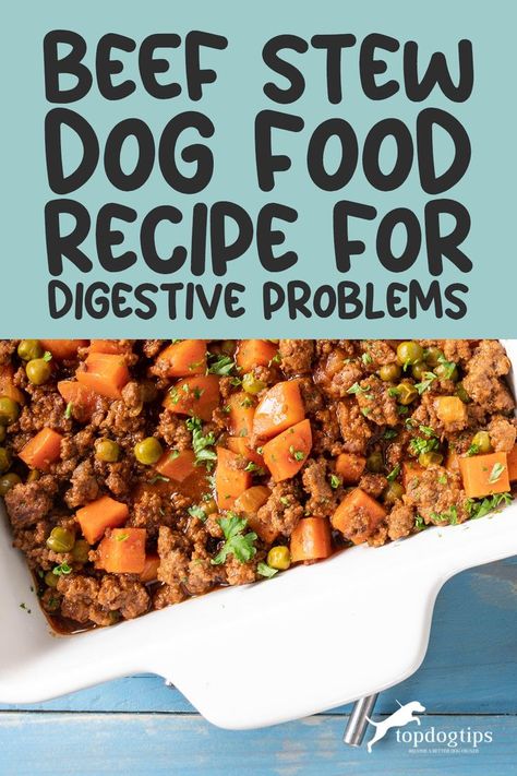 Beef Stew Dog Food Recipe for Digestive Problems Homemade Dog Food Recipes Sensitive Stomach, Homemade Dog Food Sensitive Stomach, Slow Cooker Dog Food Recipes Crockpot, Dog Food For Sensitive Stomachs, Dog Crockpot Recipes, Dog Stew Recipe, Recipes For Dogs Food, Human Grade Dog Food Recipes, Crockpot Dog Food Recipes Ground Beef