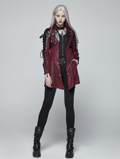 Stile Punk Rock, Gothic Trench Coat, Punk Leather Jacket, Gothic Coat, Punk Design, Color Trends Fashion, Coat For Women, Punk Rave, Estilo Punk