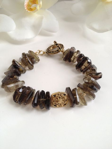 Smokey Quartz Chunky Bracelet Chunky Bracelet, Chunky Bracelets, Quartz Jewelry, Bracelet Ideas, Smokey Quartz, Statement Jewelry, Beaded Bracelets, Bracelet