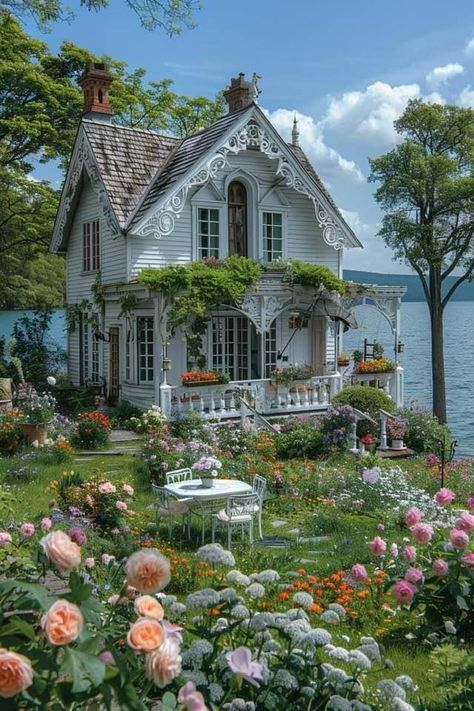 Vintage Home Aesthetic Exterior, Cottagecore Building, Pretty House Exterior, Cottagecore Mansion, Fairytale Cottage Interiors, Old Fashioned Cottage, House Flippers, Victorian Style Homes, Dream Life House