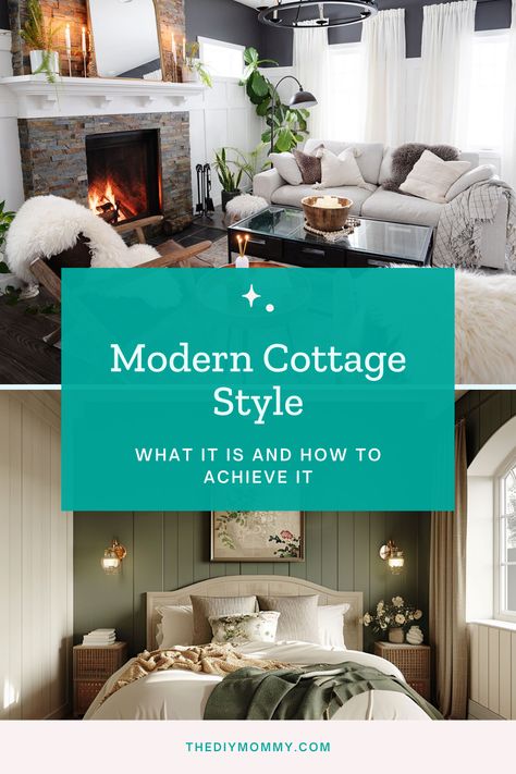 The modern cottage home decor style will make your home feel extra cozy while embracing minimalism with an edgy twist. Modern Cottage Inspiration, Modern Traditional Cottage, Modern Cottage Home Design, Modern Cottage Style Homes Interior, Transitional Cottage Style, Interior Cottage Design, Pacific Northwest Interior Design, Modern Cottage Interior Bedrooms, Cozy Cottage Interiors Small Houses