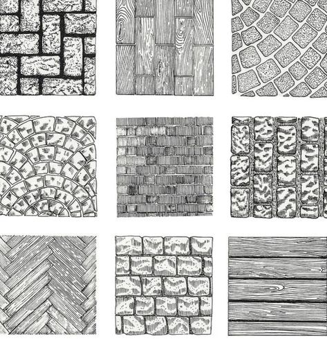 Thibaud Herem Art, Wooden Floor Drawing, How To Draw Texture, Brick Texture Drawing, Architecture Texture Drawing, Texture Sketch Architecture, Different Textures Drawing, Landscape Architecture Design Sketch, Texture Art Drawing